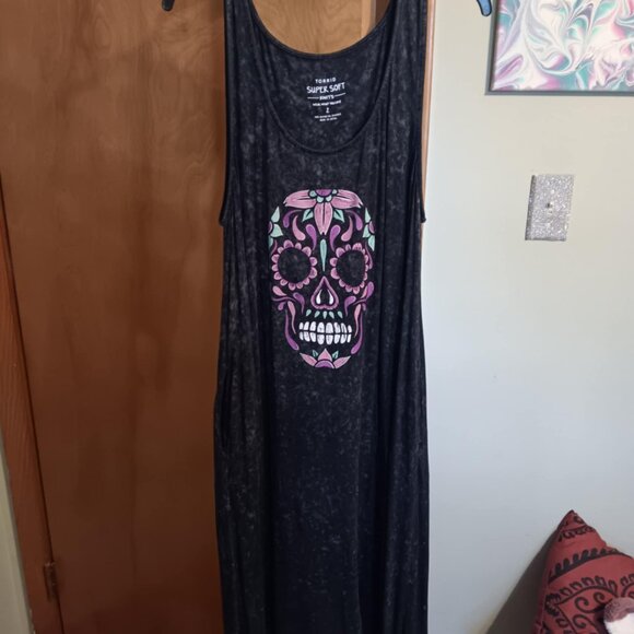 Torrid Super Soft Knits Size 2 Maxi Dress Skull Tie Dye - Picture 1 of 1